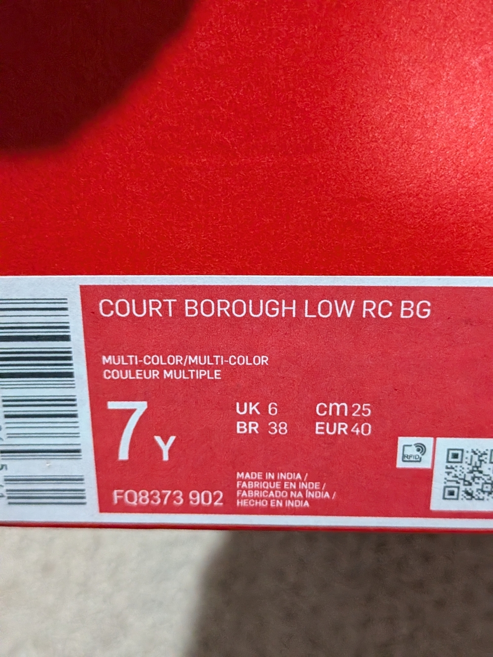 Kids 7 Nike Court "BOROUGH" Low Top Sneakers - Picture 12 of 12